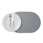 Chef 101 Oval Gray Vinyl Placemat - Embossed - 17 3/4" x 12" - 6 count box