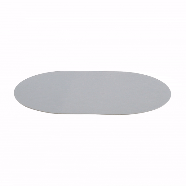 Chef 101 Oval Gray Vinyl Placemat - Embossed - 17 3/4" x 12" - 6 count box