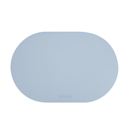 Chef 101 Oval Light Blue Vinyl Placemat - Embossed - 17 3/4" x 12" - 6 count box