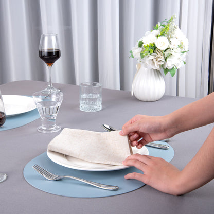Chef 101 Oval Light Blue Vinyl Placemat - Embossed - 17 3/4" x 12" - 6 count box