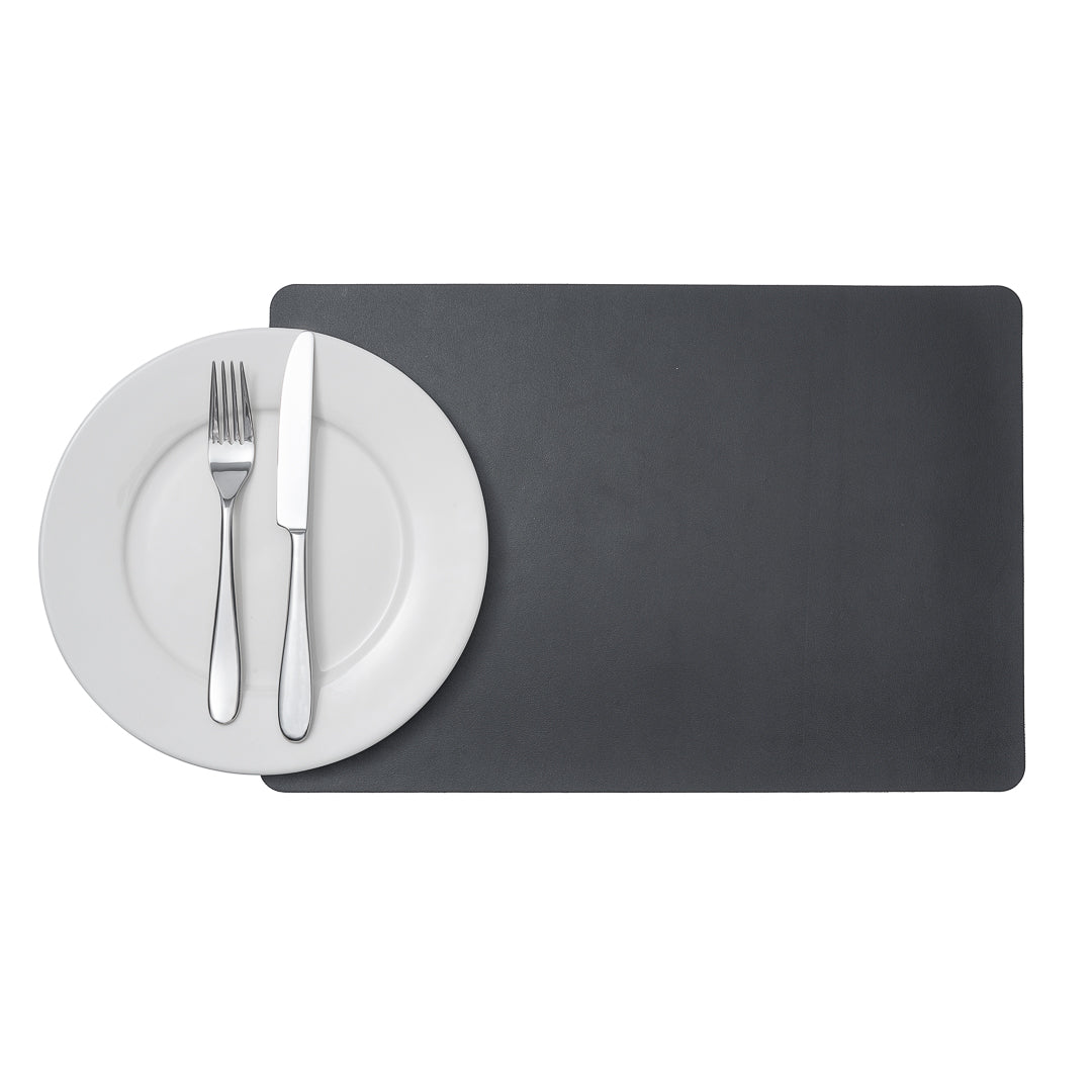 Chef 101 Rectangle Black Vinyl Placemat - Embossed - 17 3/4" x 12" - 6 count box