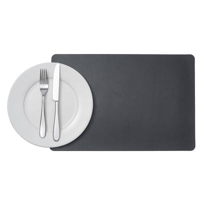 Chef 101 Rectangle Black Vinyl Placemat - Embossed - 17 3/4" x 12" - 6 count box