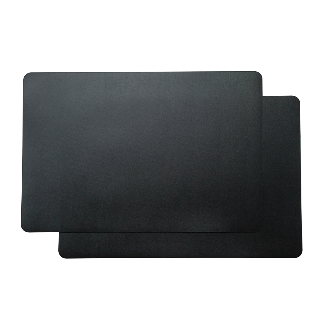 Chef 101 Rectangle Black Vinyl Placemat - Embossed - 17 3/4" x 12" - 6 count box