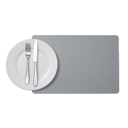 Chef 101 Rectangle Gray Vinyl Placemat - Embossed - 17 3/4" x 12" - 6 count box