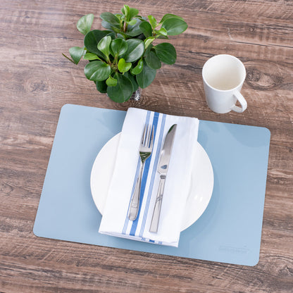 Chef 101 Rectangle Light Blue Vinyl Placemat - Embossed - 17 3/4" x 12" - 6 count box