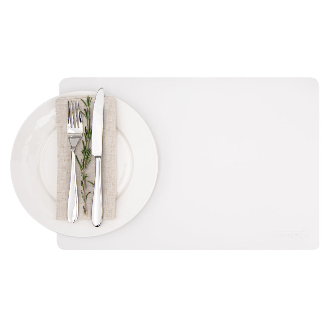 Chef 101 Rectangle White Vinyl Placemat - Embossed - 17 3/4" x 12" - 6 count box