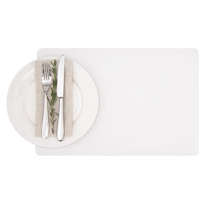 Chef 101 Rectangle White Vinyl Placemat - Embossed - 17 3/4" x 12" - 6 count box
