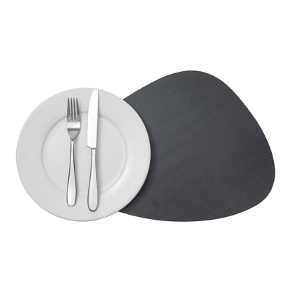 Chef 101 Egg-Shaped Black Vinyl Placemat - Embossed - 16" x 12" - 6 count box