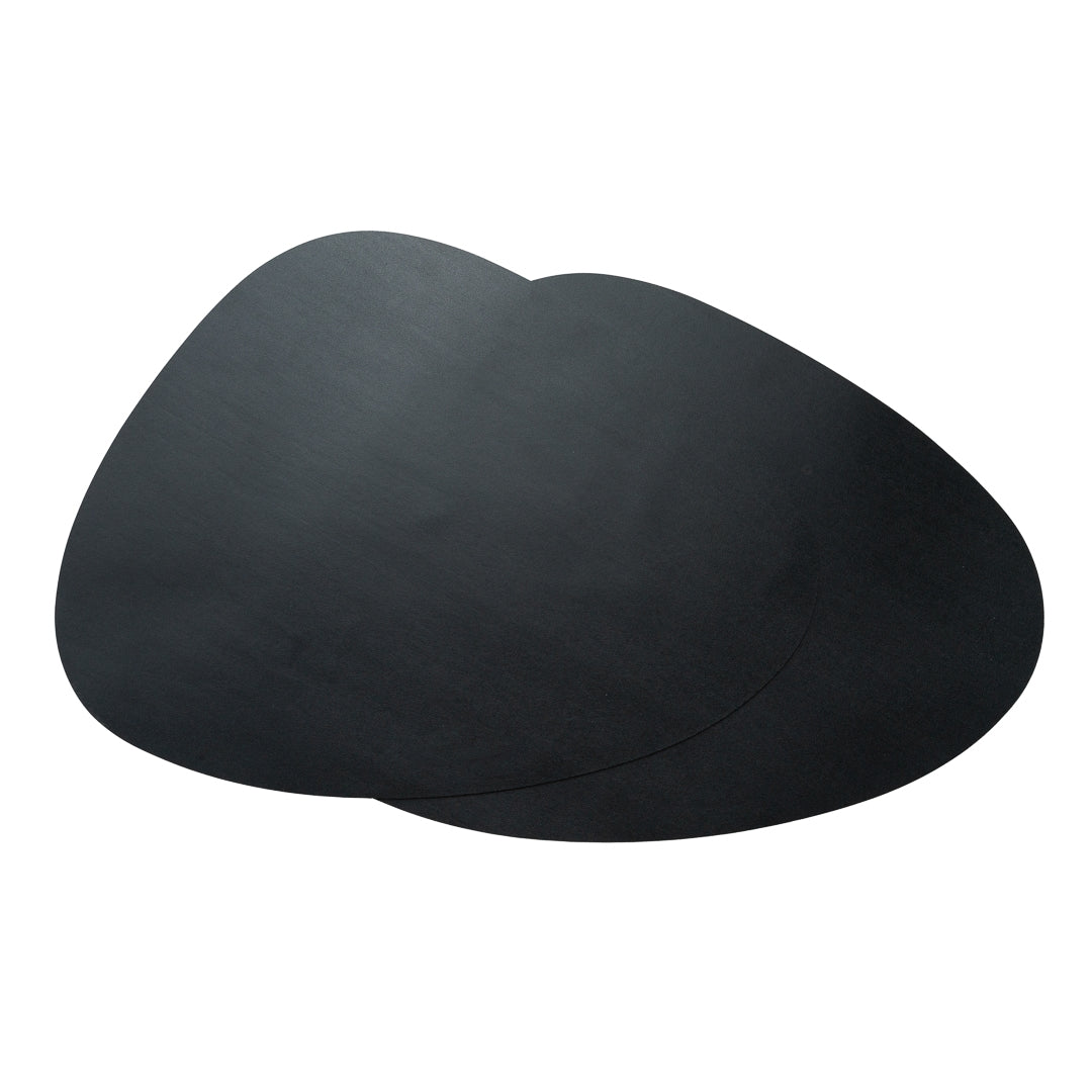 Chef 101 Egg-Shaped Black Vinyl Placemat - Embossed - 16" x 12" - 6 count box