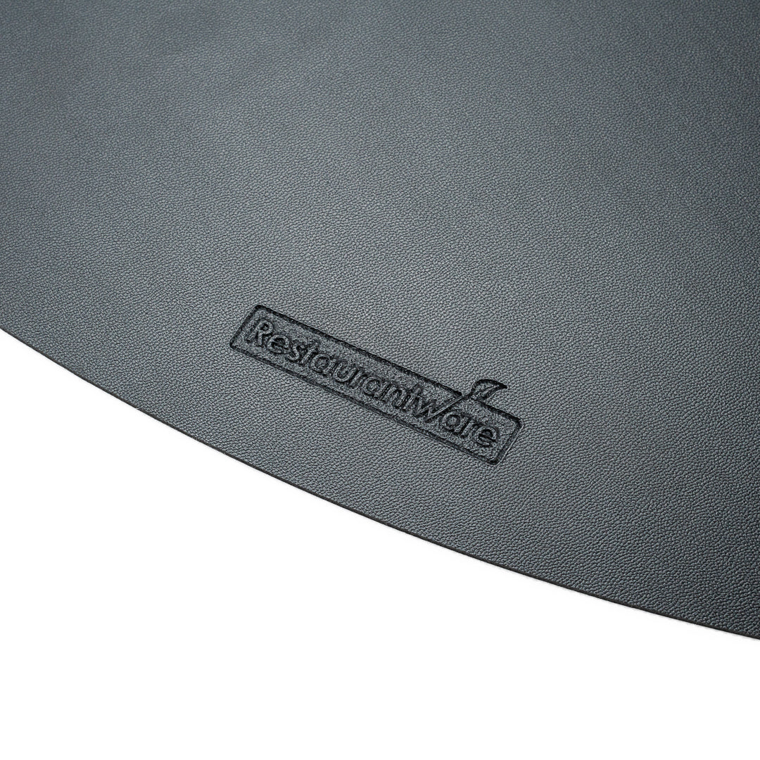 Chef 101 Egg-Shaped Black Vinyl Placemat - Embossed - 16" x 12" - 6 count box