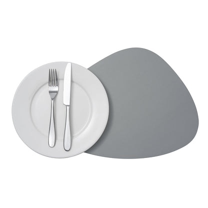 Chef 101 Egg-Shaped Gray Vinyl Placemat - Embossed - 16" x 12" - 6 count box