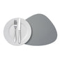Chef 101 Egg-Shaped Gray Vinyl Placemat - Embossed - 16" x 12" - 6 count box