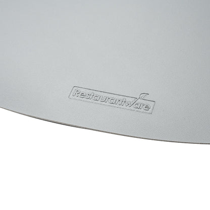 Chef 101 Egg-Shaped Gray Vinyl Placemat - Embossed - 16" x 12" - 6 count box