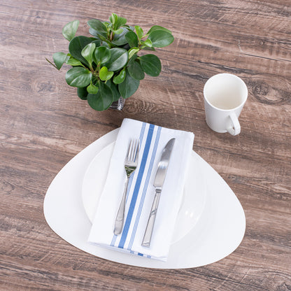 Chef 101 Egg-Shaped White Vinyl Placemat - Embossed - 16" x 12" - 6 count box