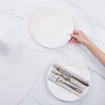 Chef 101 Egg-Shaped White Vinyl Placemat - Embossed - 16" x 12" - 6 count box