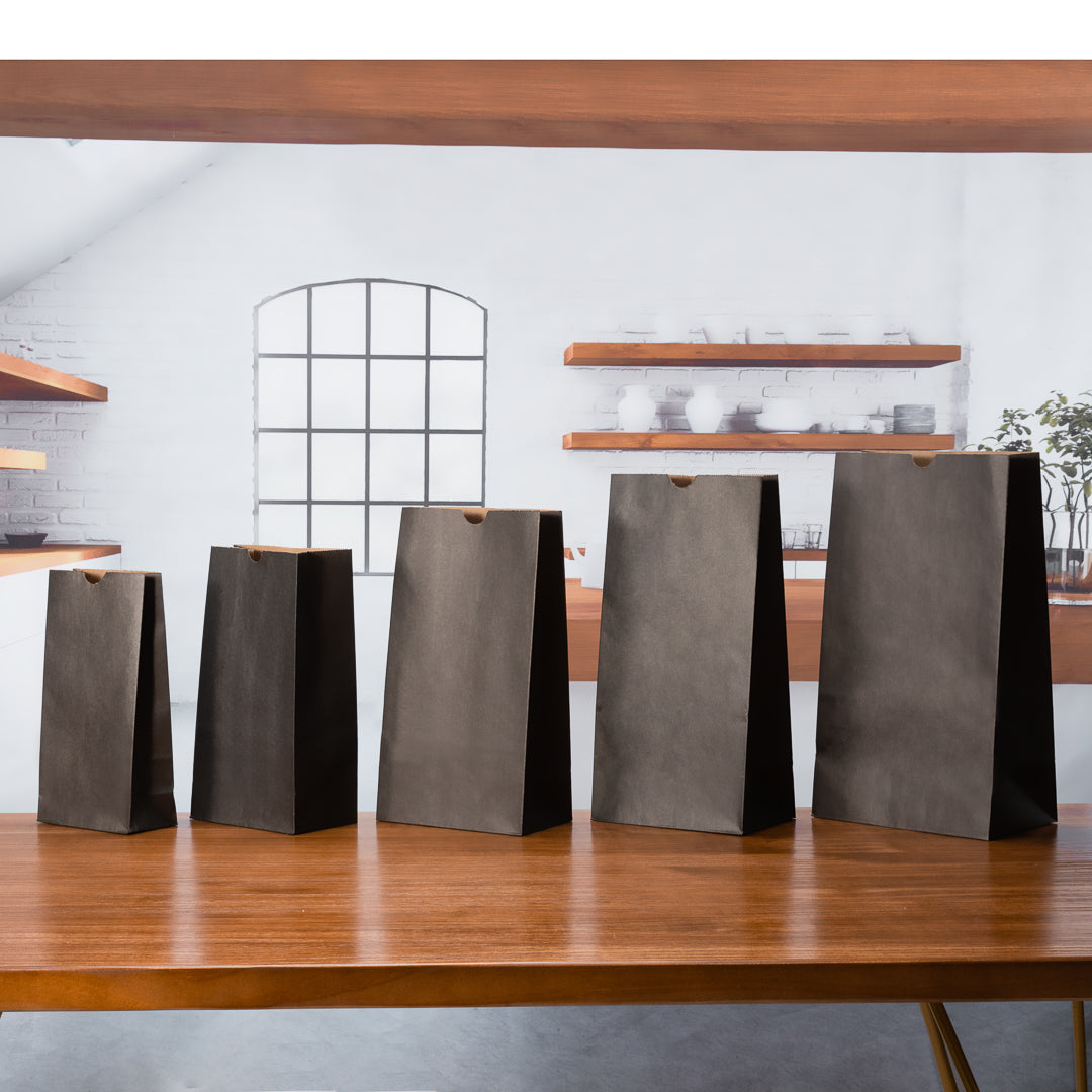 Bag Tek Black Paper Bag - 2 lb - 4 1/4" x 2 1/4" x 8 1/2" - 100 count box