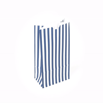 Bag Tek Blue and White Stripe Paper Bag - 2 lb - 4 1/4" x 2 1/4" x 8 1/2" - 100 count box