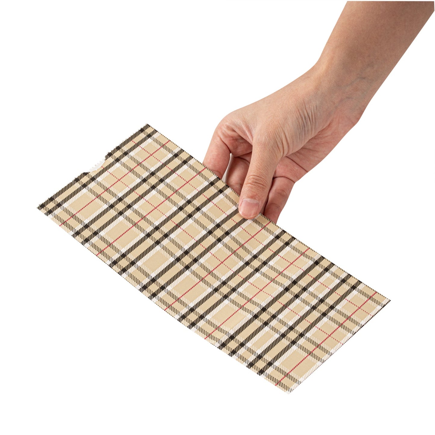 Bag Tek Plaid Paper Bag - 2 lb - 4 1/4" x 2 1/4" x 8 1/2" - 100 count box