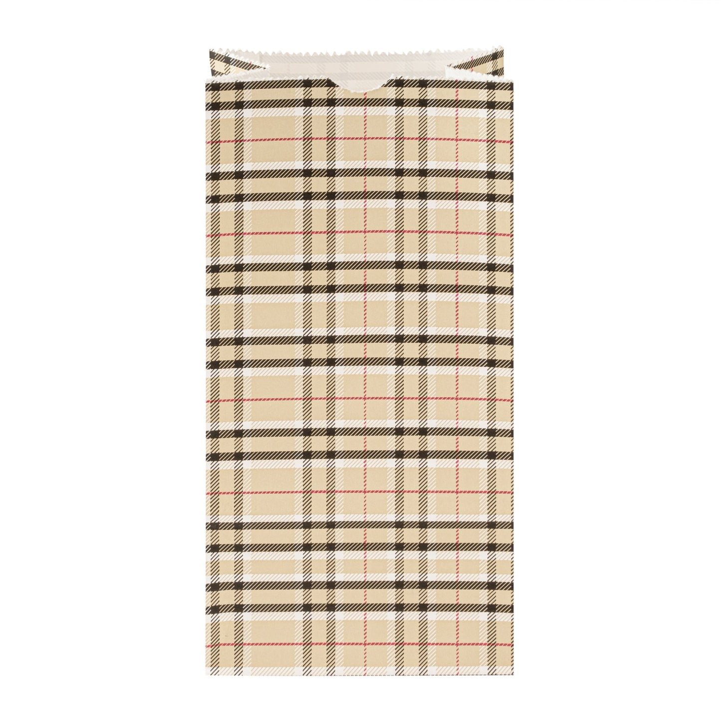 Bag Tek Plaid Paper Bag - 2 lb - 4 1/4" x 2 1/4" x 8 1/2" - 100 count box