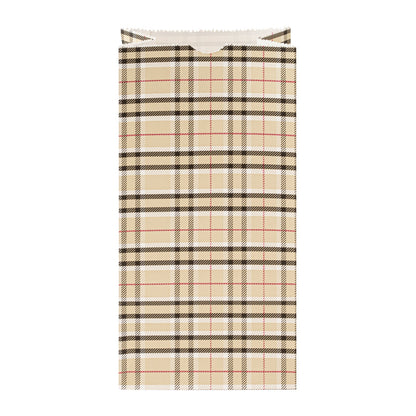 Bag Tek Plaid Paper Bag - 2 lb - 4 1/4" x 2 1/4" x 8 1/2" - 100 count box