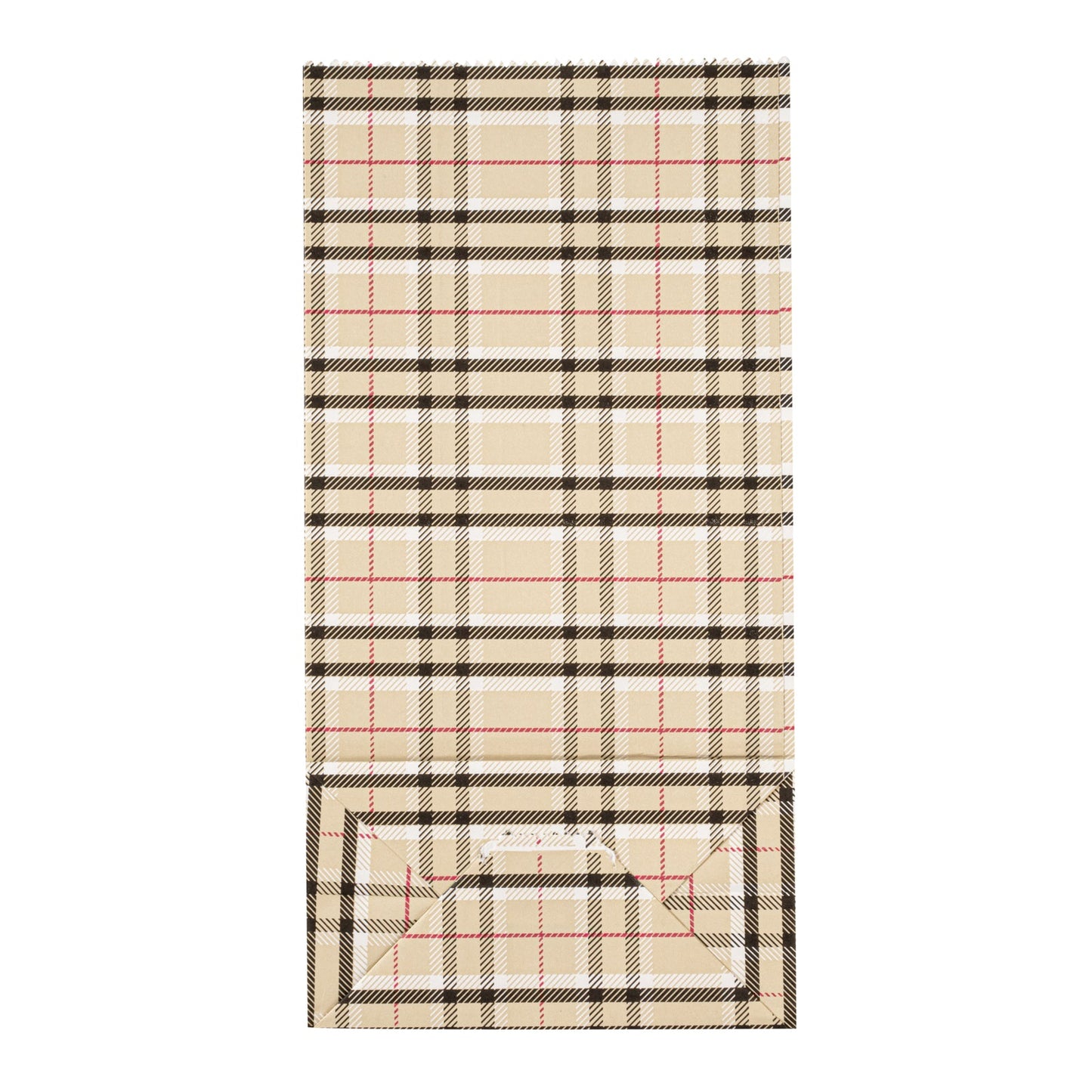 Bag Tek Plaid Paper Bag - 2 lb - 4 1/4" x 2 1/4" x 8 1/2" - 100 count box