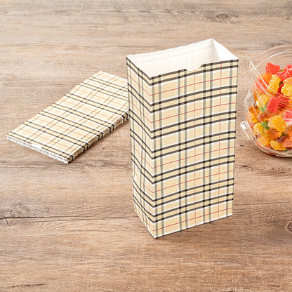 Bag Tek Plaid Paper Bag - 2 lb - 4 1/4" x 2 1/4" x 8 1/2" - 100 count box