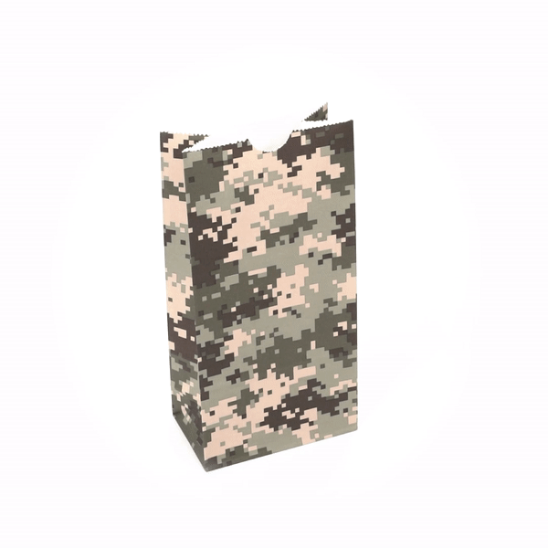 Bag Tek Camouflage Paper Bag - 2 lb - 4 1/4" x 2 1/4" x 8 1/2" - 100 count box