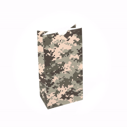 Bag Tek Camouflage Paper Bag - 2 lb - 4 1/4" x 2 1/4" x 8 1/2" - 100 count box