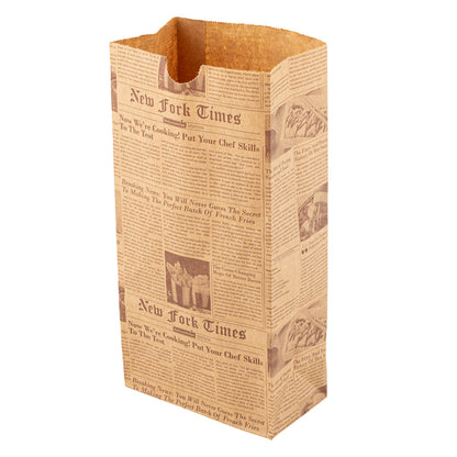 Bag Tek Kraft Newsprint Paper Bag - 2 lb - 4 1/4" x 2 1/4" x 8 3/4" - 100 count box