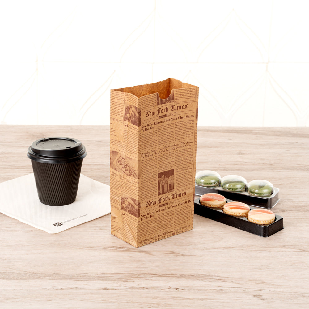 Bag Tek Kraft Newsprint Paper Bag - 2 lb - 4 1/4" x 2 1/4" x 8 3/4" - 100 count box