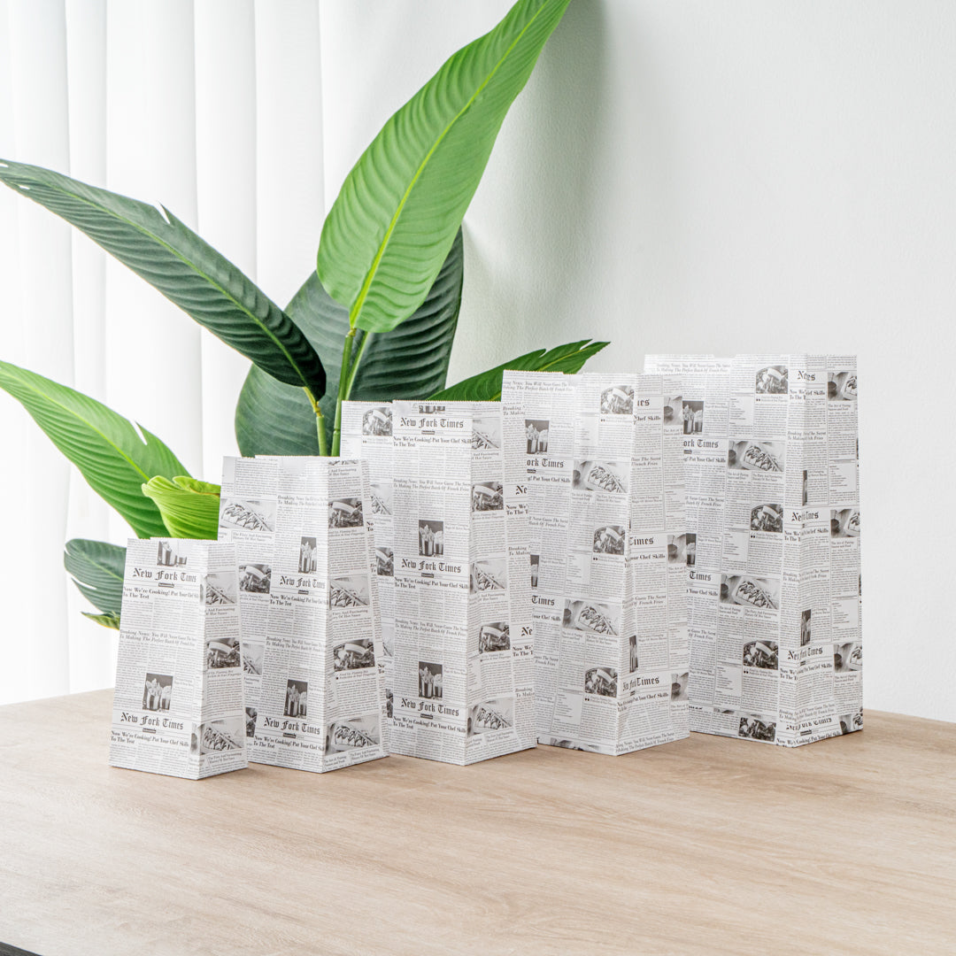 Bag Tek Newsprint Paper Bag - 2 lb - 4 1/4" x 2 1/4" x 8 1/2" - 100 count box