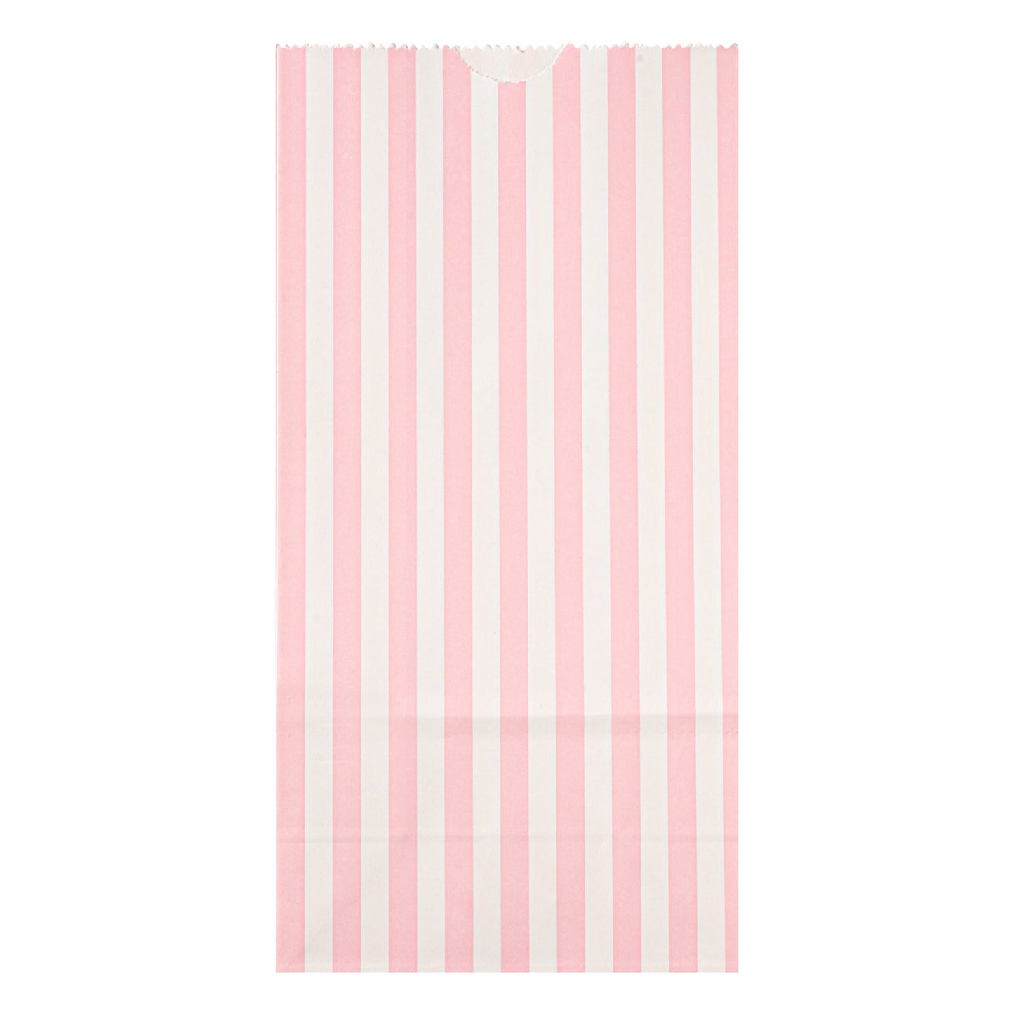 Bag Tek Pink and White Stripe Paper Bag - 2 lb - 4 1/4" x 2 1/4" x 8 1/2" - 100 count box