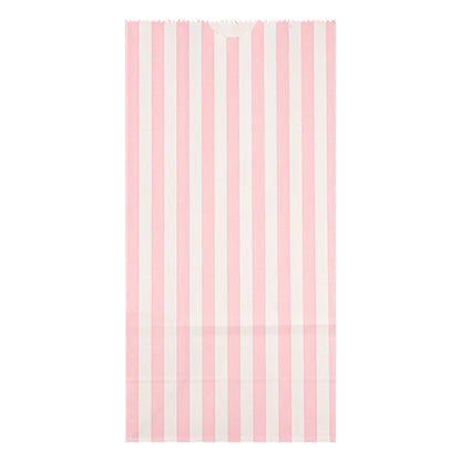 Bag Tek Pink and White Stripe Paper Bag - 2 lb - 4 1/4" x 2 1/4" x 8 1/2" - 100 count box