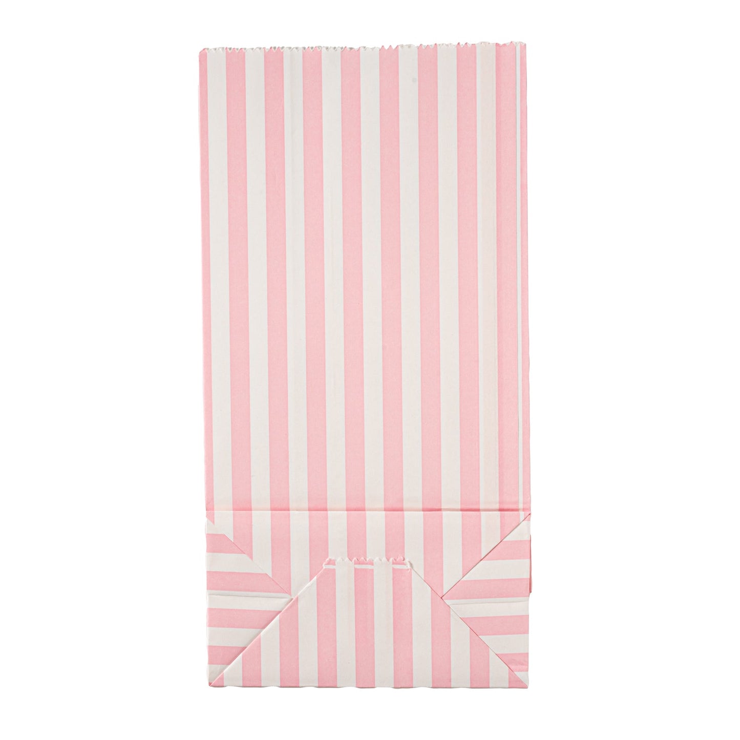 Bag Tek Pink and White Stripe Paper Bag - 2 lb - 4 1/4" x 2 1/4" x 8 1/2" - 100 count box
