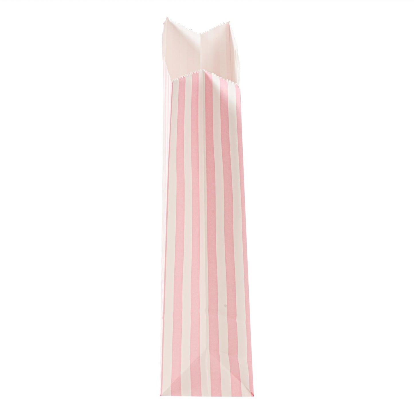 Bag Tek Pink and White Stripe Paper Bag - 2 lb - 4 1/4" x 2 1/4" x 8 1/2" - 100 count box