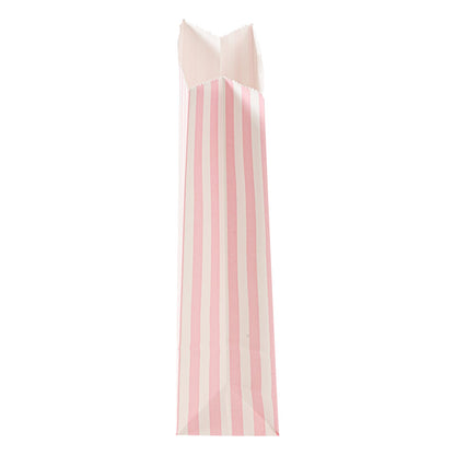 Bag Tek Pink and White Stripe Paper Bag - 2 lb - 4 1/4" x 2 1/4" x 8 1/2" - 100 count box