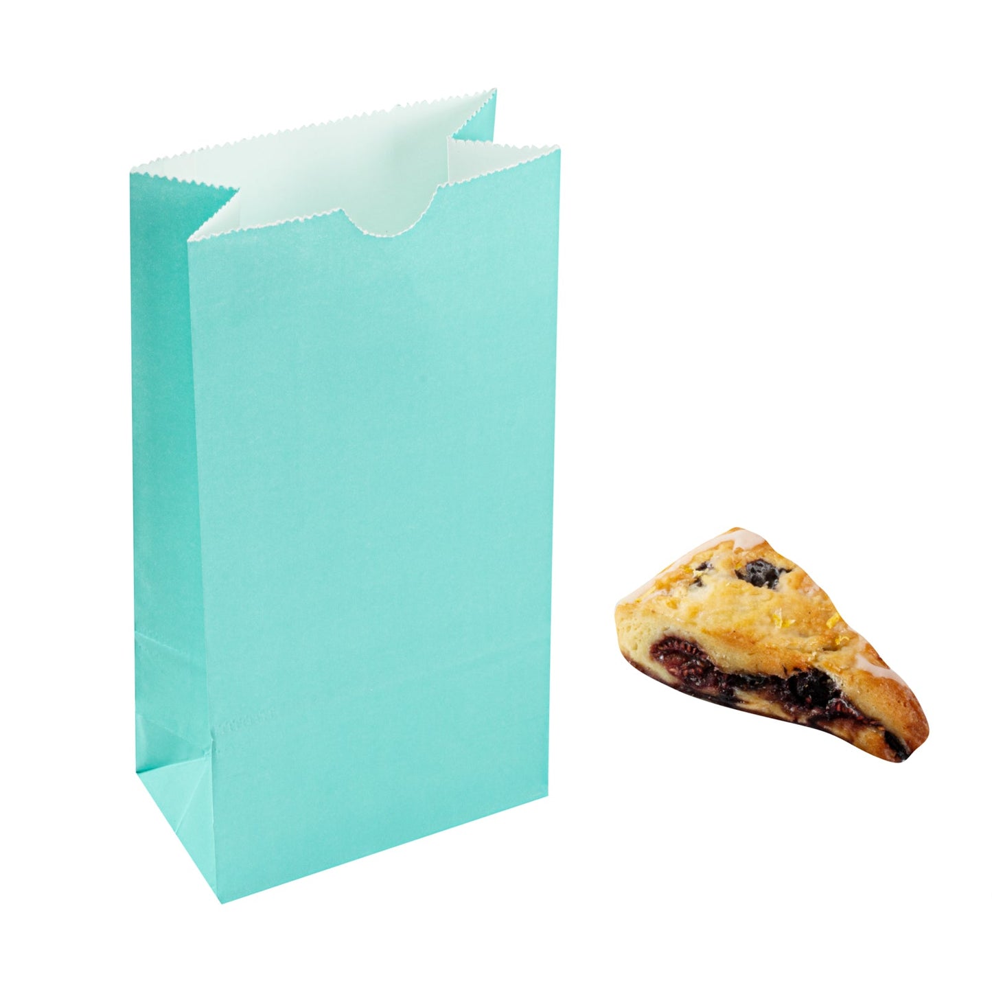 Bag Tek Turquoise Paper Bag - 2 lb - 4 1/4" x 2 1/4" x 8 1/2" - 100 count box