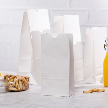 Bag Tek White Paper Bag - 2 lb - 4 1/4" x 2 1/4" x 8 1/2" - 100 count box