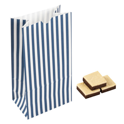 Bag Tek Blue and White Stripe Paper Bag - 4 lb - 5" x 3 1/4" x 9 1/2" - 100 count box