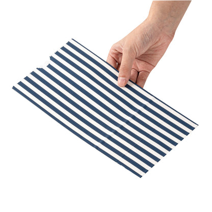 Bag Tek Blue and White Stripe Paper Bag - 4 lb - 5" x 3 1/4" x 9 1/2" - 100 count box