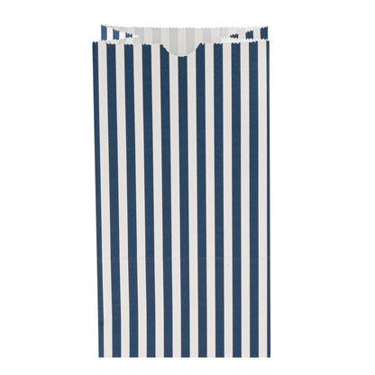 Bag Tek Blue and White Stripe Paper Bag - 4 lb - 5" x 3 1/4" x 9 1/2" - 100 count box