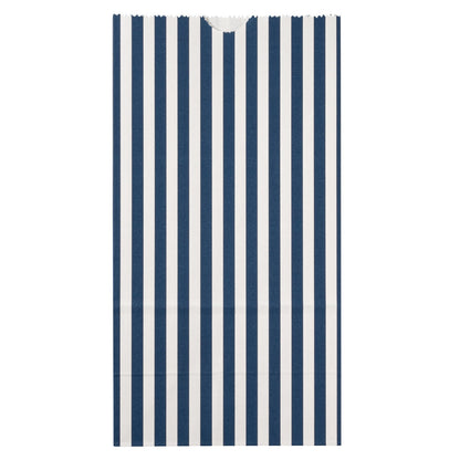 Bag Tek Blue and White Stripe Paper Bag - 4 lb - 5" x 3 1/4" x 9 1/2" - 100 count box