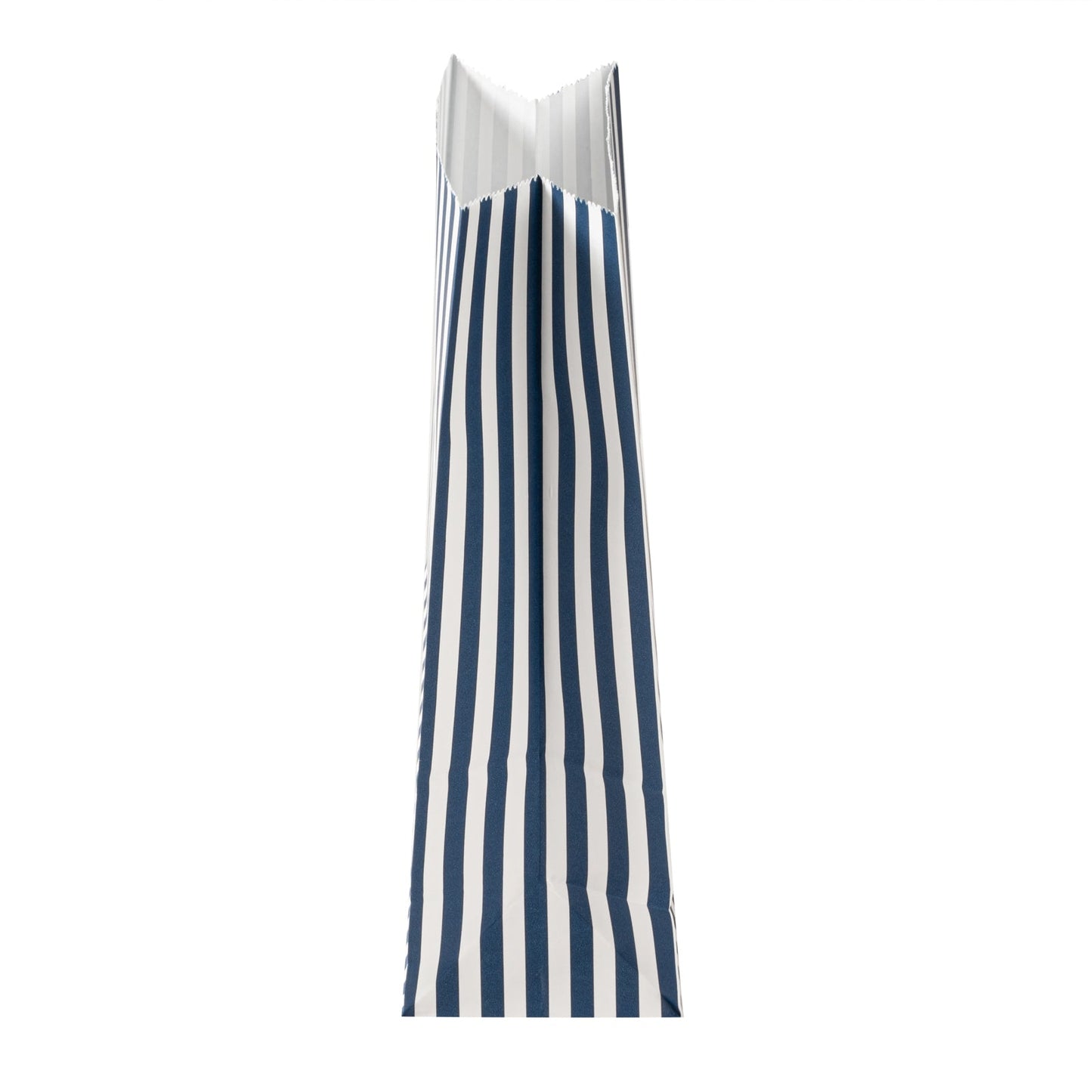 Bag Tek Blue and White Stripe Paper Bag - 4 lb - 5" x 3 1/4" x 9 1/2" - 100 count box