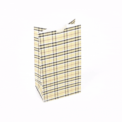 Bag Tek Plaid Paper Bag - 4 lb - 5" x 3 1/4" x 9 1/2" - 100 count box