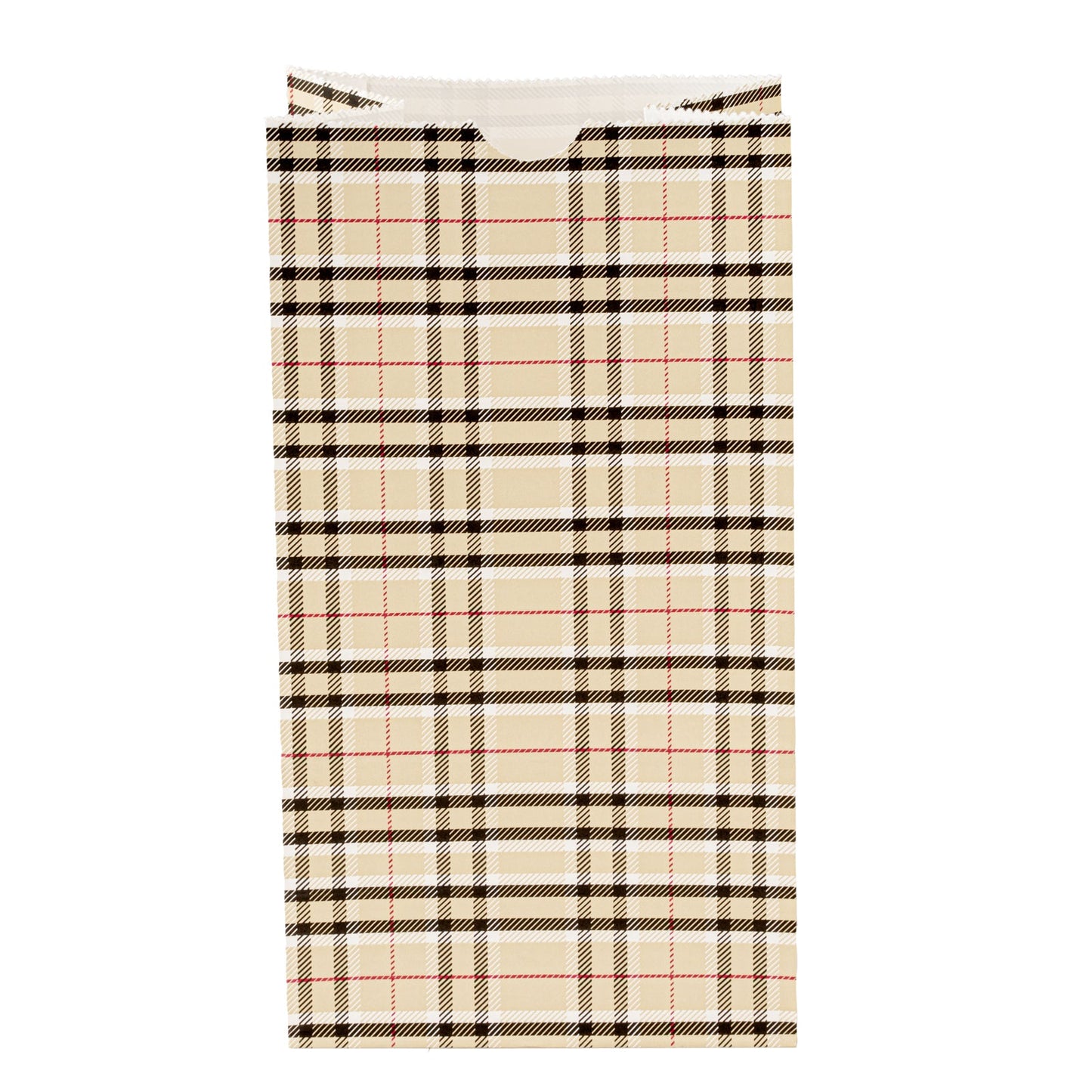 Bag Tek Plaid Paper Bag - 4 lb - 5" x 3 1/4" x 9 1/2" - 100 count box