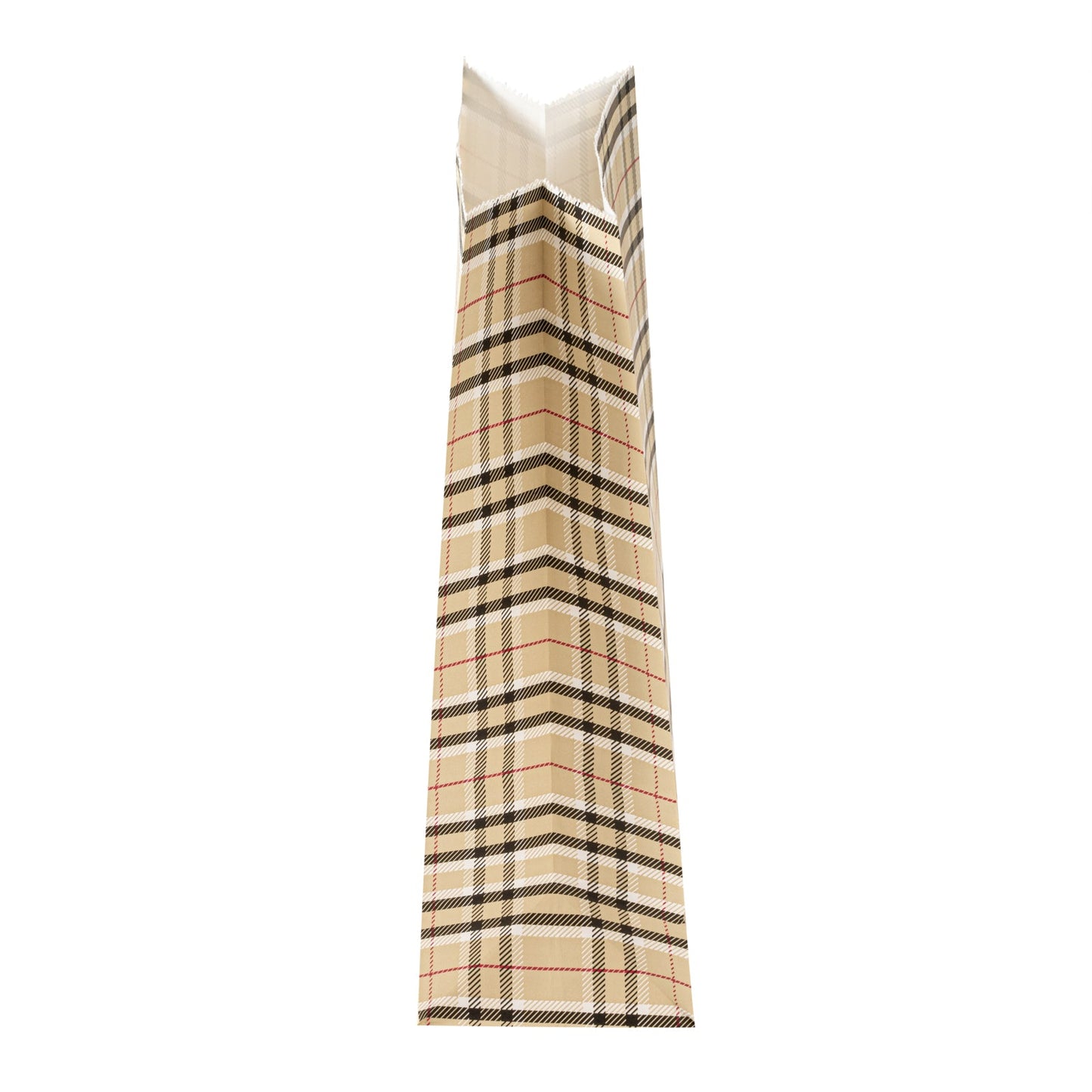 Bag Tek Plaid Paper Bag - 4 lb - 5" x 3 1/4" x 9 1/2" - 100 count box
