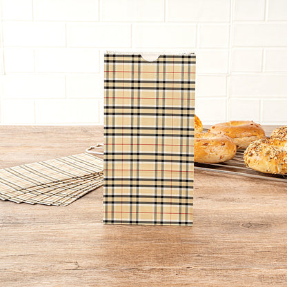 Bag Tek Plaid Paper Bag - 4 lb - 5" x 3 1/4" x 9 1/2" - 100 count box