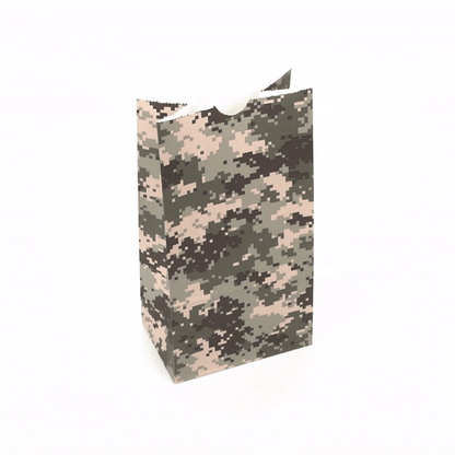 Bag Tek Camouflage Paper Bag - 4 lb - 5" x 3 1/4" x 9 1/2" - 100 count box