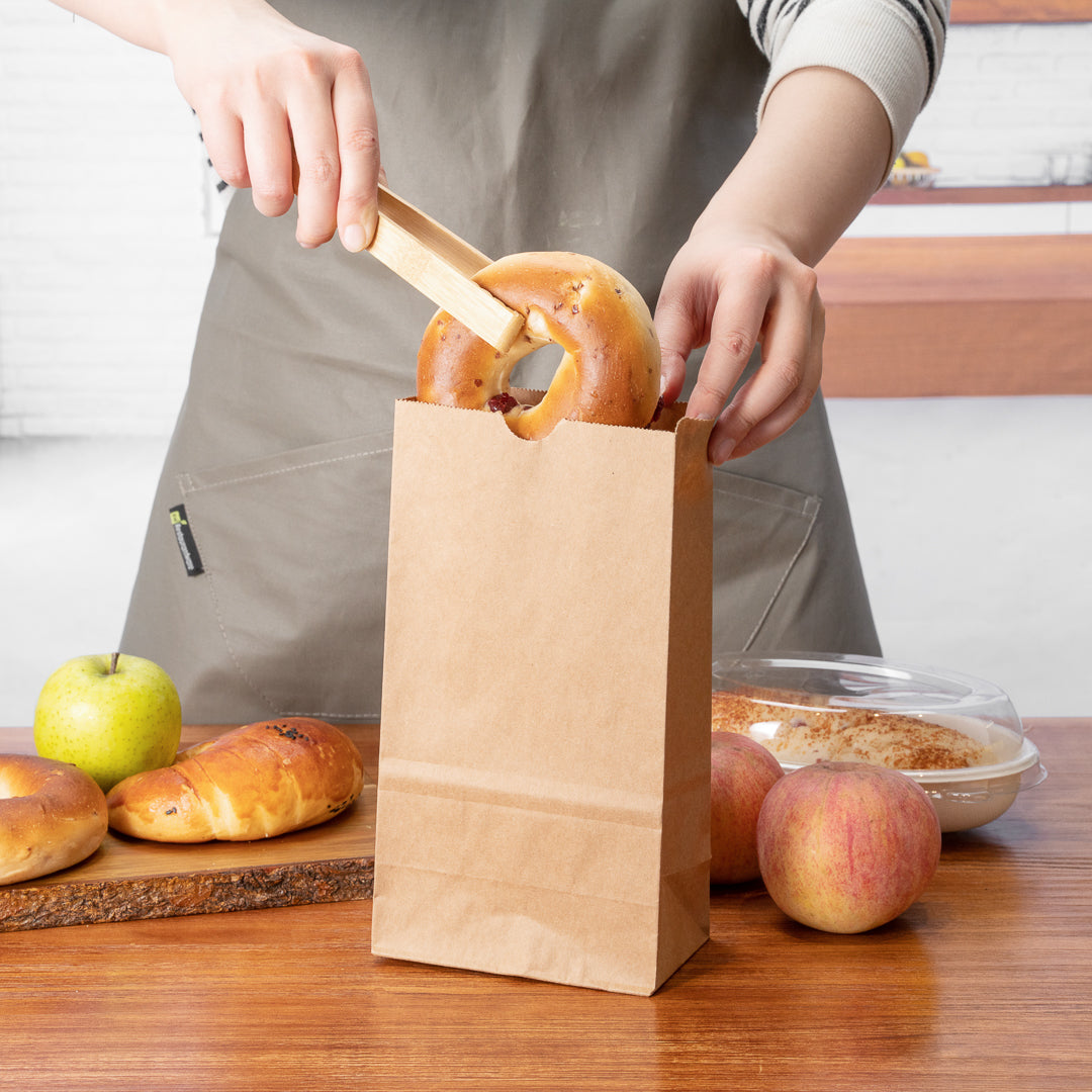 Bag Tek Kraft Paper Bag - 4 lb - 5" x 3 1/4" x 9 1/2" - 100 count box
