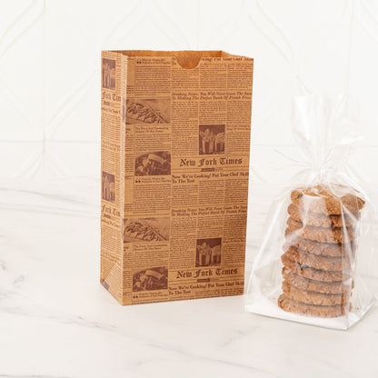 Bag Tek Kraft Newsprint Paper Bag - 4 lb - 5" x 3 1/4" x 9 1/2" - 100 count box